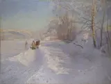 Anshelm Leonard Schultzberg, A Winter Morning after a Snowfall in Dalarna