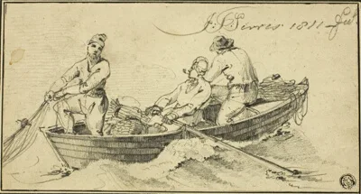 John Thomas Serres, Three Fisherman in a Boat