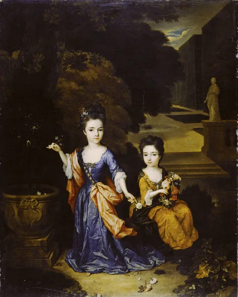 Constantijn Netscher, Double portrait of two daughters of Francisco Lopes Suasso