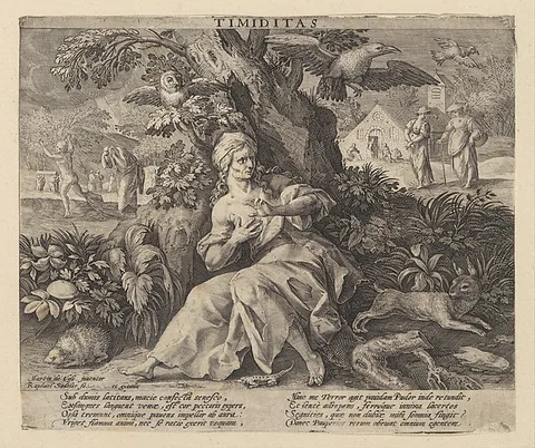 Raphael Sadeler the Elder, Timiditas from Four Vices