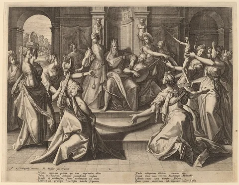 Raphael Sadeler the Elder, Solomon Led to Idolatry by His Wives