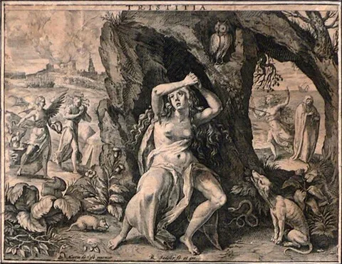 Raphael Sadeler the Elder, Tristitia (Sadness), after Marten De Vos