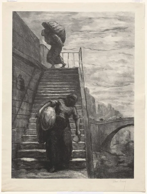 Alexandre Lunois, Washerwomen Descending a Quai Staircase