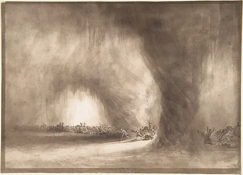 William West, A column of oriental travelers scattered by a dust storm