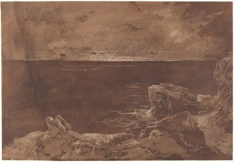 William West, A Rocky Coast by Moonlight