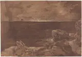 William West, A Rocky Coast by Moonlight