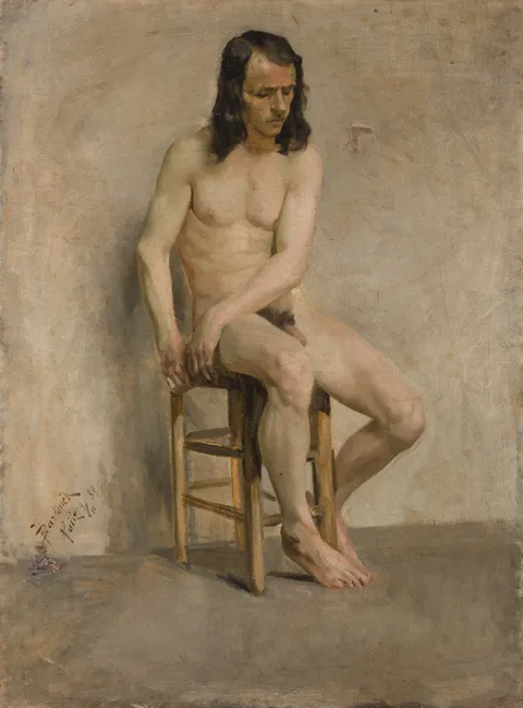 Vojtěch Bartoněk, Study of a Seated Male Nude