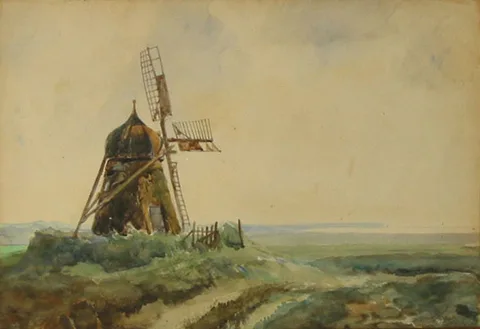 Hans Nikolaj Hansen, The windmill at Grønnestrand, Denmark.