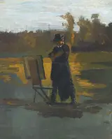 Hans Nikolaj Hansen, Thorvald Niss at his easel near Frederiksborg, Denmark.