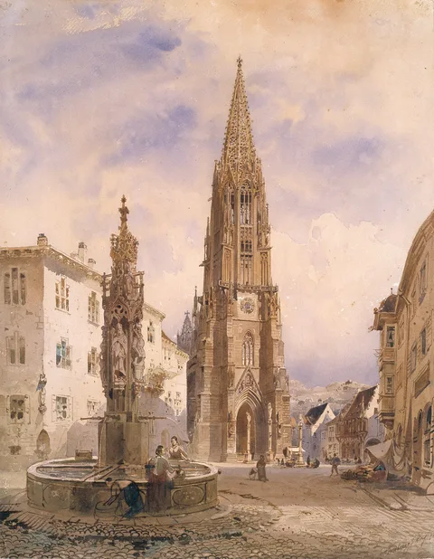 Friedrich Eibner, View of the cathedral from the fish fountain