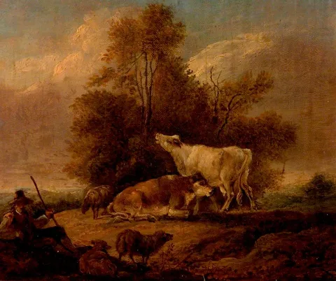 Charles Towne, Landscape with Cattle and Figures