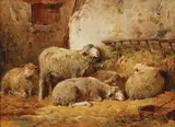 Félix Brissot de Warville, Small Stable Scene with Sheep