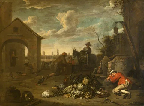 Abraham Willemsens, A Sleeping Gardener with a Heap of Vegetables