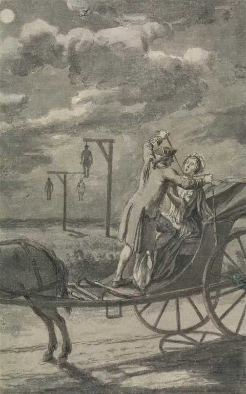 Samuel Wale, Murder in the Carriage (Probably a Design for The Tyburn Chronicle)
