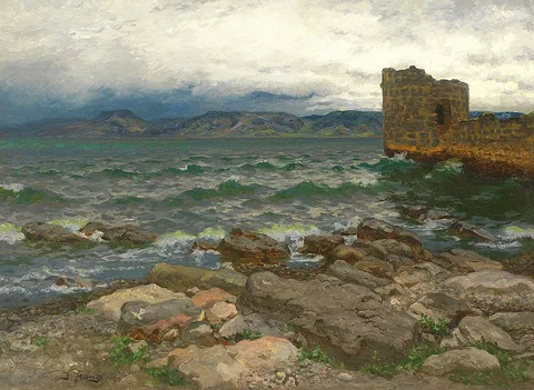 Julius Runge, Coastal Landscape with an Old Tower