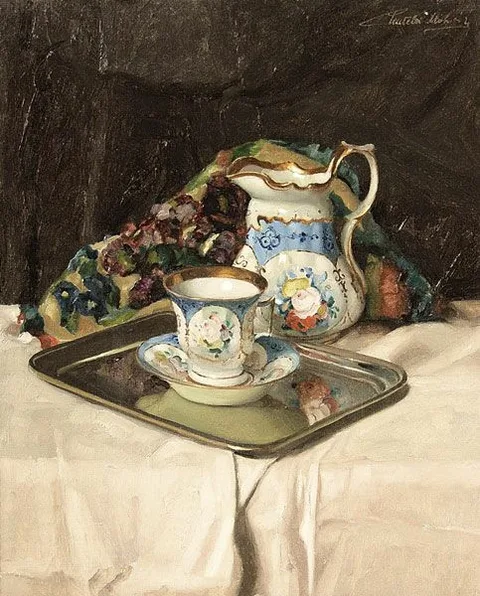 János Pentelei Molnár, Still-life with Porcelain