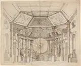Josef Platzer, Stage Design for a Domed Temple Interior with a Sun Disk above the Altar