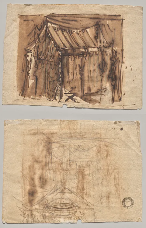 Josef Platzer, Tent (recto); Two Sketches (verso)