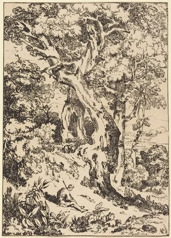 William Havell, Study of Trees and Shrubs with Seated Figure
