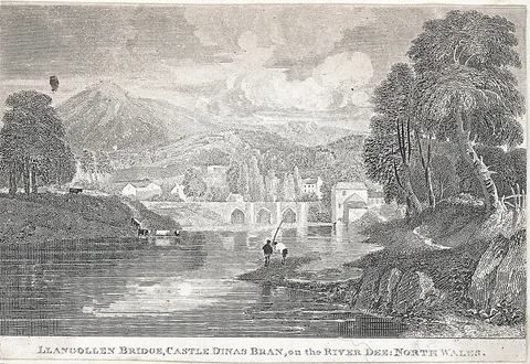 William Havell, Llangollen bridge, castle Dinas Bran, on the river Dee: north Wales