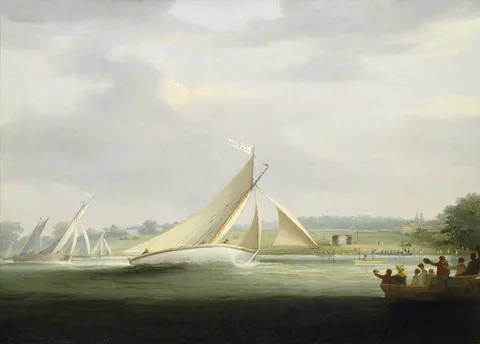 William Havell, Yachts of the Cumberland Society Racing on the Thames, circa 1815