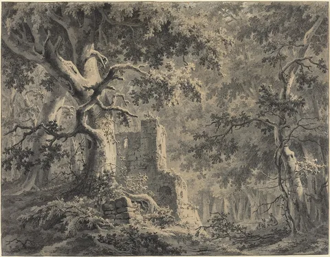 Paulus van Liender, Ruins by a Woodland Stream