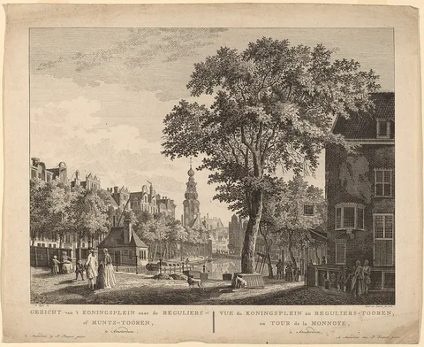 Paulus van Liender, Gezicht van't Koningsplein naar de Reguliers of Munts-Tooren, Te Amsterdam