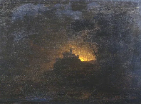 Edward Williams, Landscape with Figures by Moonlight