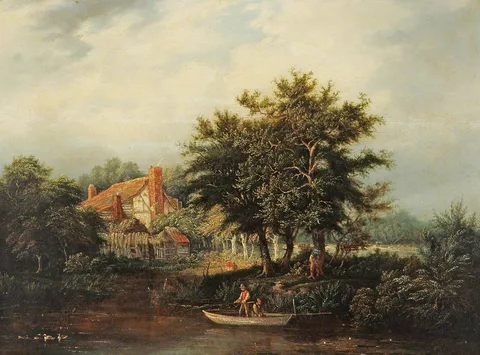 Edward Williams, River Bank with Cottage