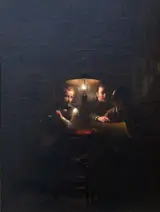 Johannes Rosierse, Candlelight Scene with Three Figures