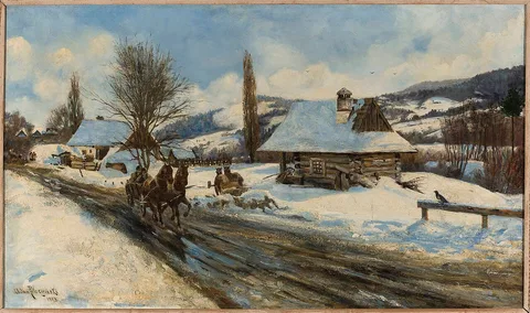Adam Pełczyński, View of a submontane village