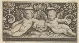 Nicolaes de Bruyn, Two Genii with a Skull and Grasshoppers