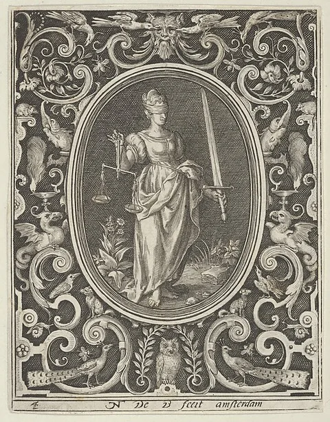 Nicolaes de Bruyn, Justice, from the Cardinal Virtues