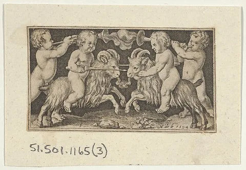 Nicolaes de Bruyn, Two Genii Riding Rams