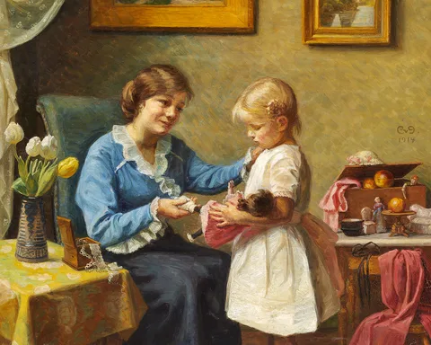 Caroline van Deurs, Interior with a mother and her daughter.