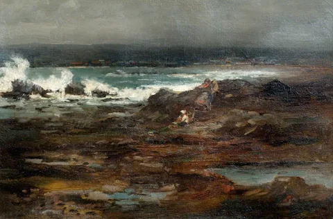 John Muirhead, A Stormy Day, Stonehaven, Aberdeenshire