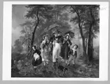 August von Rentzell, family under umbrella in the rain