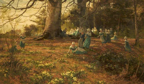 James Aumonier, An Easter Holiday, the Children of Bloomsbury Parochial School in a Wood at Watford