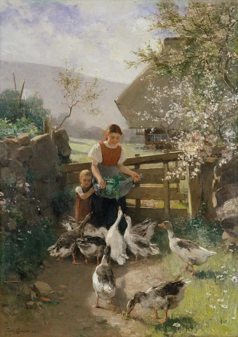 Franz Gräßel, Children with Geese