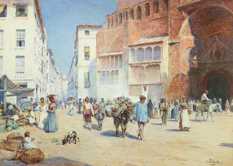 Charles Worsley, A Sunlit Street in Spain