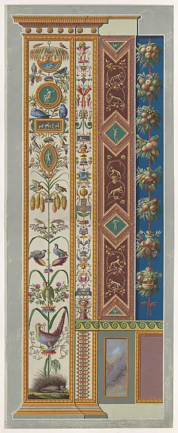 Giovanni Ottaviani, Pilaster: Porcupine at base of tree, from "Loggie di Rafaele nel Vaticano"