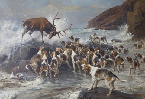 Thomas Blinks, Stag at Bay on a Rocky Shore