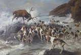 Thomas Blinks, Stag at Bay on a Rocky Shore
