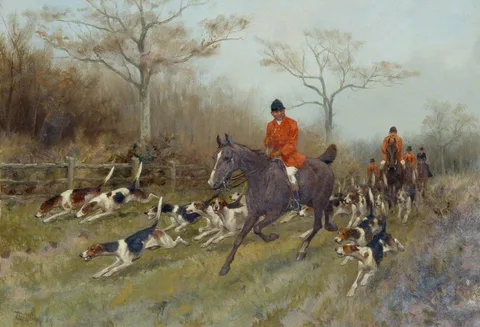 Thomas Blinks, Huntsmen and Hounds in a Wooded Landscape