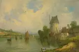 Alfred Henry Vickers, River Scene with a Windmill