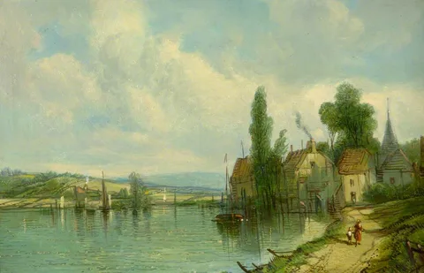 Alfred Henry Vickers, River Scene with Figures