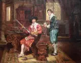Alex de Andreis, Two Cavaliers in an Interior Discussing their Armory