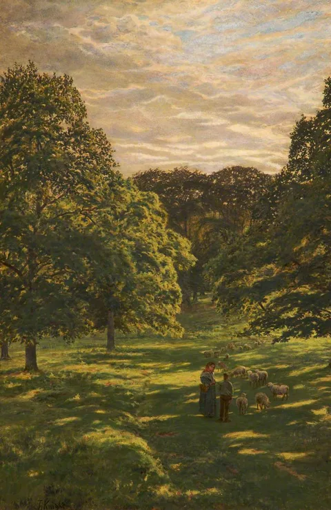 Joseph Knight, Wood with a Woman, Sheep and a Boy (Meadow Scene)