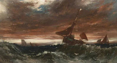 George Sheffield, Fishing Smacks and Sailing Ships on a Stormy Sea