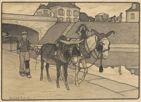Bernard Boutet de Monvel, Preliminary Drawing for "A Donkey-Team (Attelage d'ânes)"